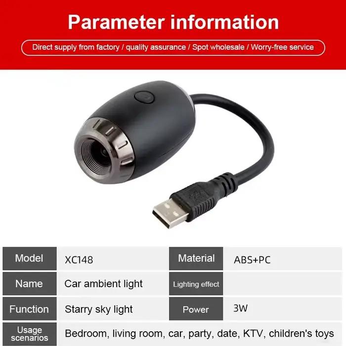 Projecteur LED romantique ciel étoilé, lampe USB pour voiture, plafond, décoration de fête, plug and play