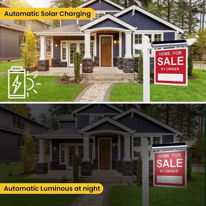 Panneau d'affichage solaire avec capteur de mouvement, 4 modes de fonctionnement, panneau lumineux LED en aluminium, éclairage de panneau postal à énergie solaire