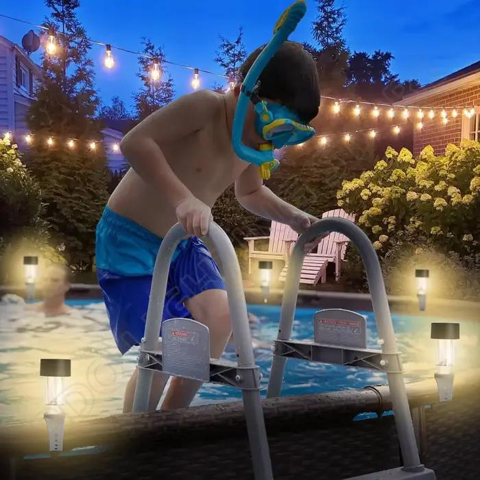 1/2/4/6/8/10 pièces cadre de lumière de piscine solaire au sol pour piscine extérieure clôture de piscine accessoires décoratifs LED étanche