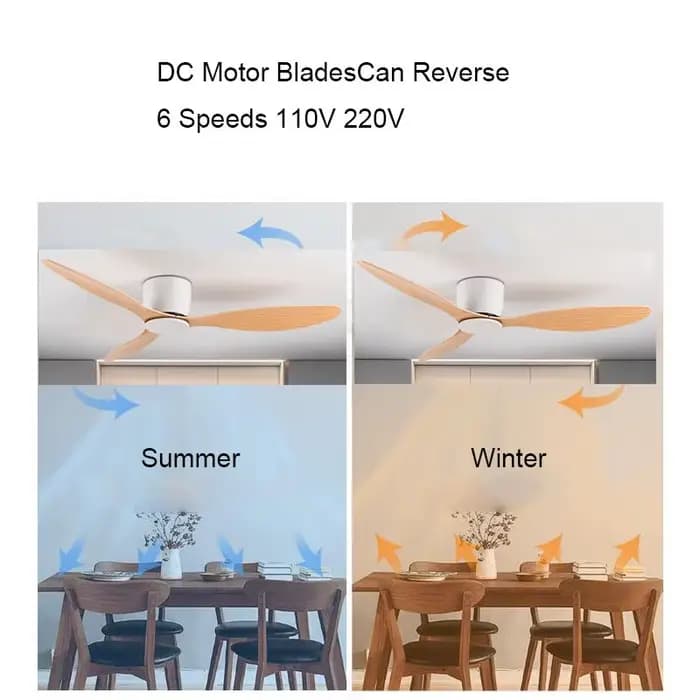 42 52 pouces ventilateurs de plafond sans lumière moteur à courant continu télécommande ventilateurs de refroidissement lampe ventilateur de plafond au sol bas bois blanc ventilateurs de couleur noire