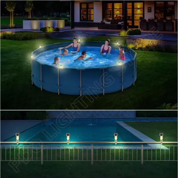 1/2/4/6/8/10 pièces cadre de lumière de piscine solaire au sol pour piscine extérieure clôture de piscine accessoires décoratifs LED étanche