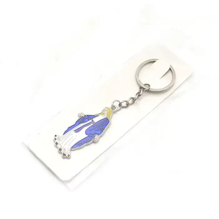 Porte-clés pendentif miraculeux en métal et émail bleu, bijoux religieux, accessoire unisexe