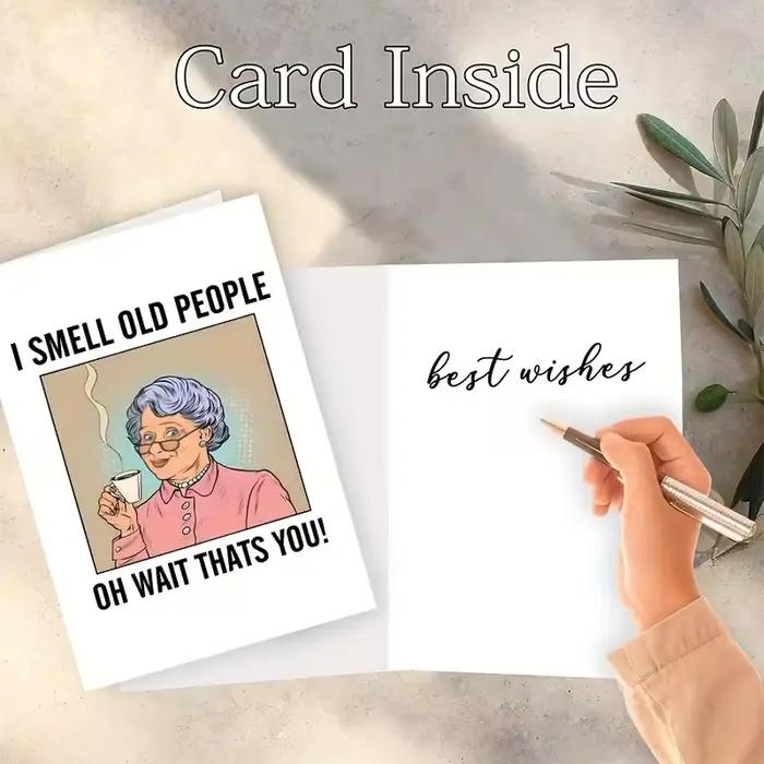 Carte d'anniversaire humoristique - Vœux satiriques pour les personnes âgées, papier de haute qualité avec enveloppe, parfait pour les amis, les frères et sœurs, les époux