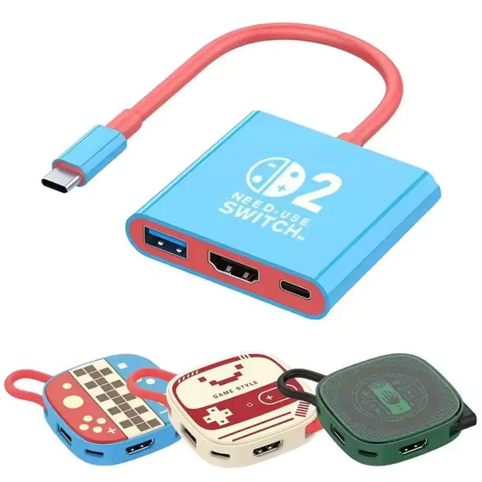 Commutateur 2 Dock HDMI 4K USB 3.0 Hub adaptateur USB répartiteur TV Station d'accueil Portable pour ordinateurs portables NDS Switch2 PC iPad MacBook Air P