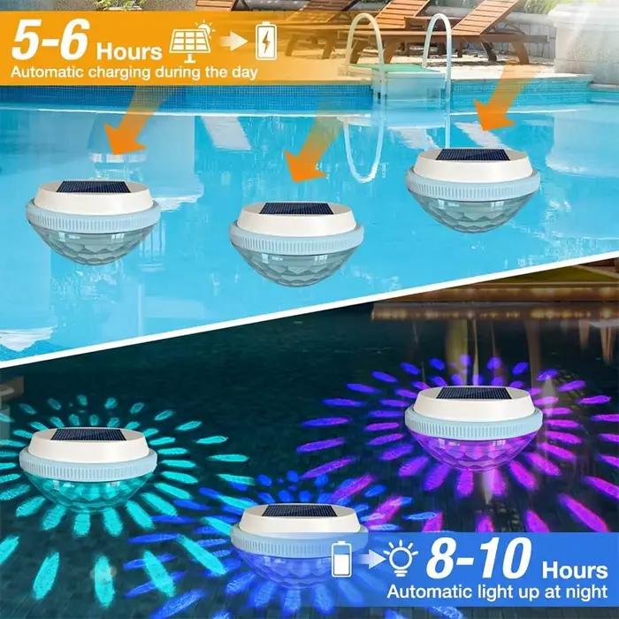 Éclairage solaire flottant pour piscine, 1 paquet, lumières d'étang étanches à couleur changeante RGB pour la décoration de piscines, routes de cour