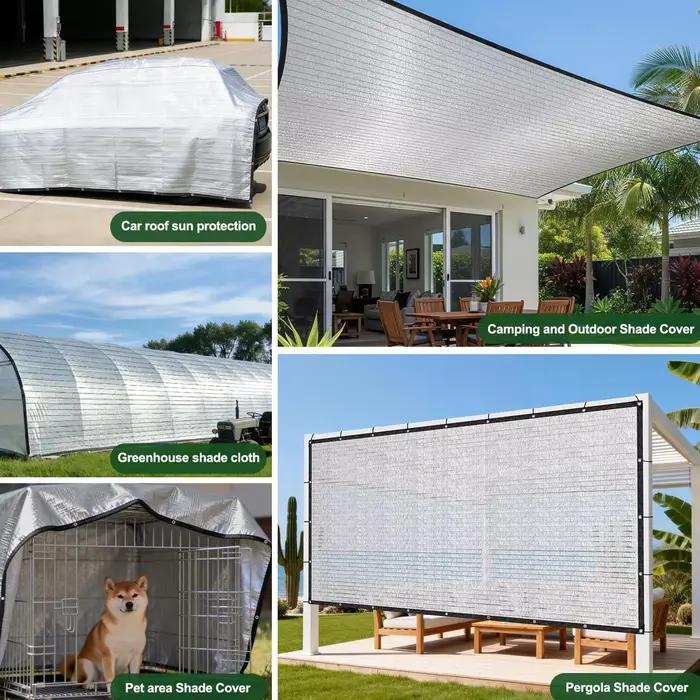 Bâche d'Ombre Aluminium Réfléchissant Argenté Protection UV Imperméable Pare-Pluie Grande Bâche Anti-UV Occasions Spéciales
