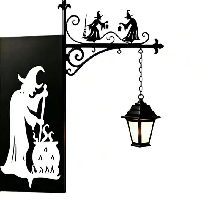 Lanterne murale rétro suspendue, décoration murale, lampe de nuit LED en métal noir à fixation par visage, lanterne murale gothique vintage, ornement, lampe de lecture