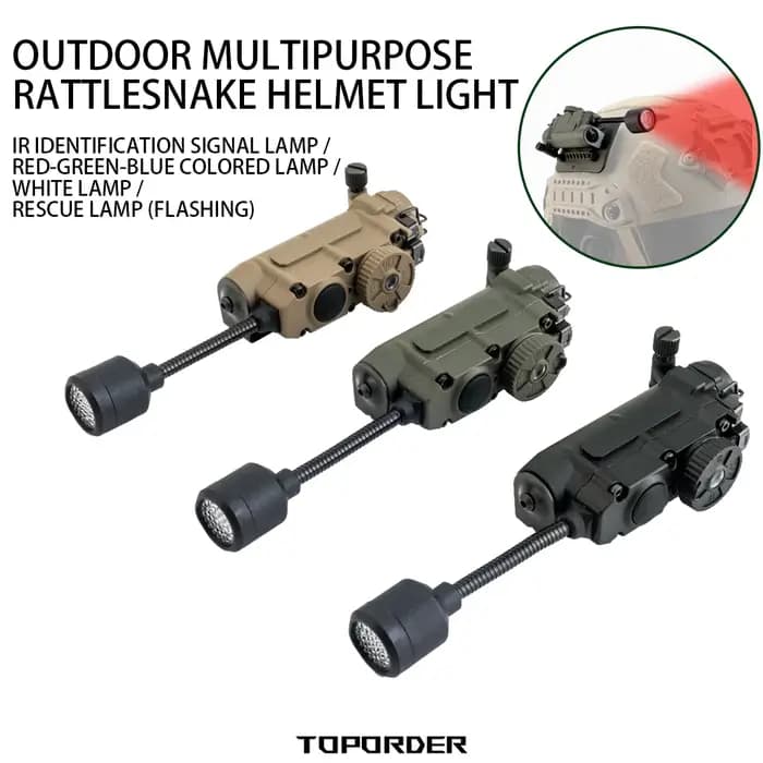 Lampe de casque tactique à enrouleur latéral, lumière stroboscopique rouge/vert/bleu/blanc/IR tête IFF, lampe de poche auxiliaire LED pour la chasse et la pêche