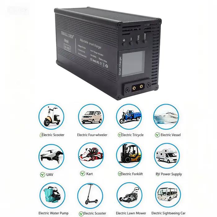 Chargeur intelligent 10-93V 20A double réglable 1860W avec écran LCD pour batterie lithium de vélo électrique
