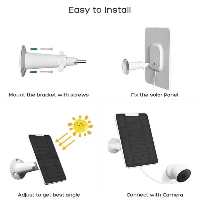Panneau solaire étanche à haute efficacité pour caméra Eufycam S300/2/2 Pro/2C/2C Pro/C210/S330/S340/E340/E/E20/E40/L20/L40/S40 etc.