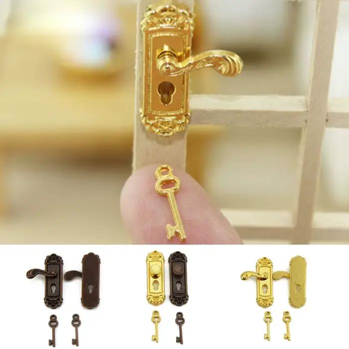 1 pièce, accessoires vintage amusants, bricolage, mini serrure de porte miniature pour maison de poupée 1/12