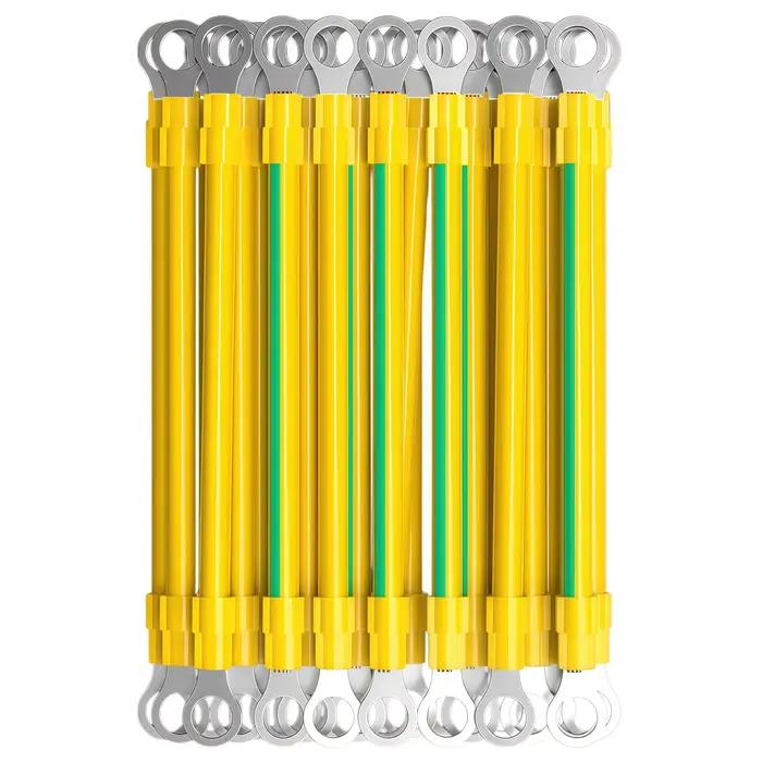 Ensemble de 10 fils de mise à la terre photovoltaïques jaune-vert