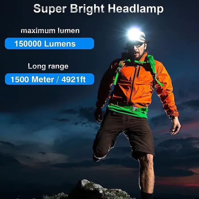 Nouveau 10000000 LM lampe frontale la plus puissante 800W phare USB lampe de poche Rechargeable haute puissance lampe frontale extérieure lumière de pêche