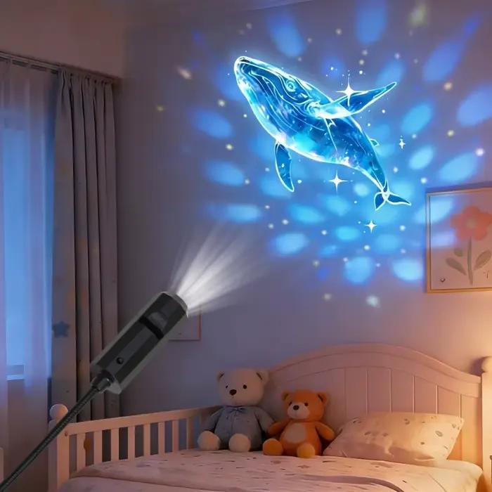 Lampe de Projection USB Créative Baleine Rêveuse, 3/6/10 Motifs, Projecteur LED Lumière Ambiance Rose, Méduse, Cadeau Festif