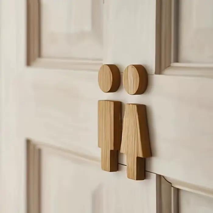 HODecoration-Panneau de toilette en bois massif pour hommes et femmes, Premium HOSign, Home