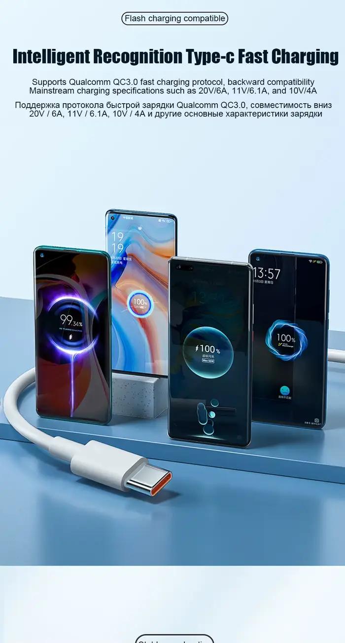 Chargeur USB Super Rapide 67W pour Xiaomi, Adaptateur Secteur Mi 12 11, Câble Type C 6A, POCO X5 X4 Pro Note 9 10 11