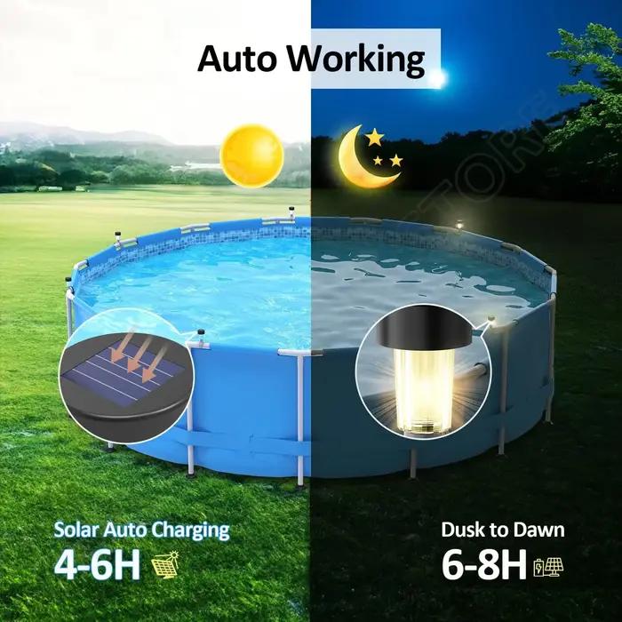 1/2/4/6/8/10 pièces cadre de lumière de piscine solaire au sol pour piscine extérieure clôture de piscine accessoires décoratifs LED étanche