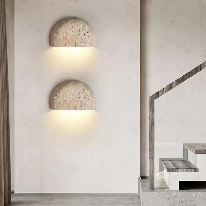 Lampe murale LED semi-circulaire en pierre naturelle créative de designer
