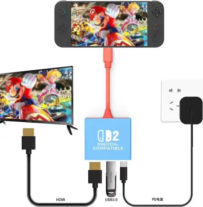 Commutateur 2 Dock HDMI 4K USB 3.0 Hub adaptateur USB répartiteur TV Station d'accueil Portable pour ordinateurs portables NDS Switch2 PC iPad MacBook Air P