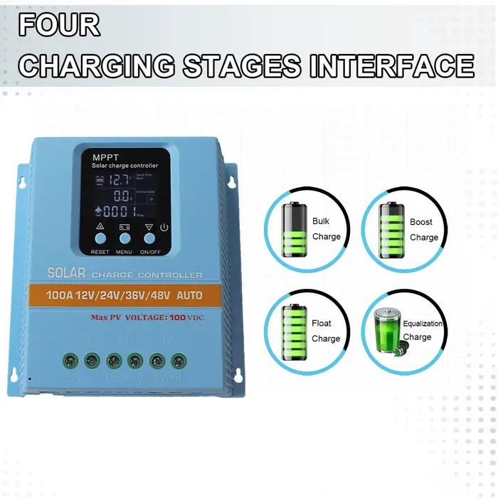 Contrôleur de charge solaire ROEXBY MPPT 100A pour systèmes de panneaux solaires station de travail solaire occassions spéciales