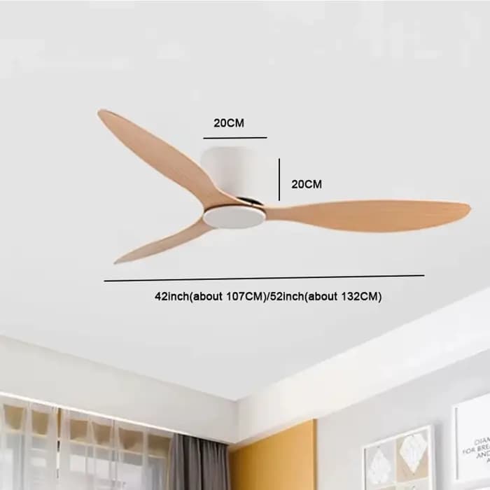 42 52 pouces ventilateurs de plafond sans lumière moteur à courant continu télécommande ventilateurs de refroidissement lampe ventilateur de plafond au sol bas bois blanc ventilateurs de couleur noire