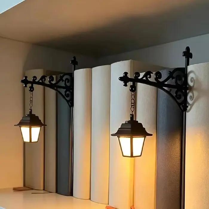 Lanterne murale rétro suspendue, décoration murale, lampe de nuit LED en métal noir à fixation par visage, lanterne murale gothique vintage, ornement, lampe de lecture