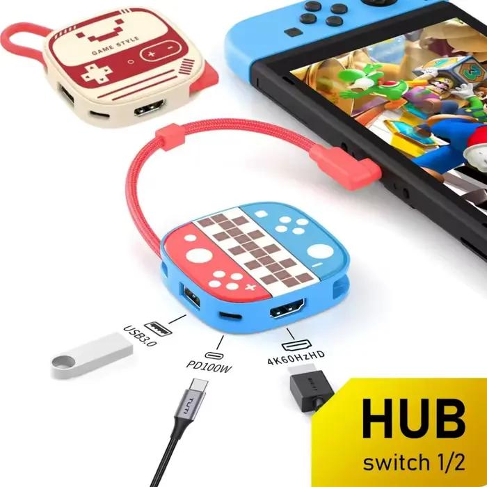 Commutateur 2 Dock HDMI 4K USB 3.0 Hub adaptateur USB répartiteur TV Station d'accueil Portable pour ordinateurs portables NDS Switch2 PC iPad MacBook Air P