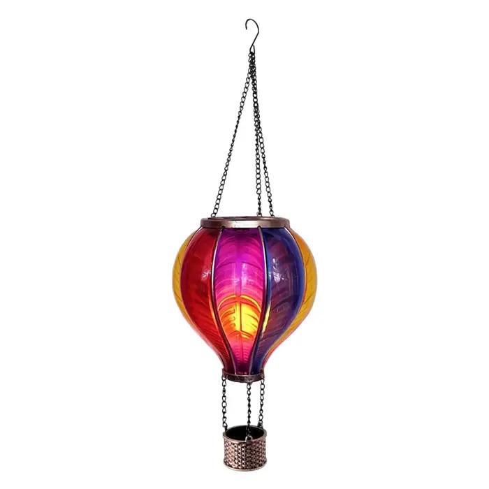 Lanterne solaire décorative portable imperméable en forme de montgolfière pour extérieur
