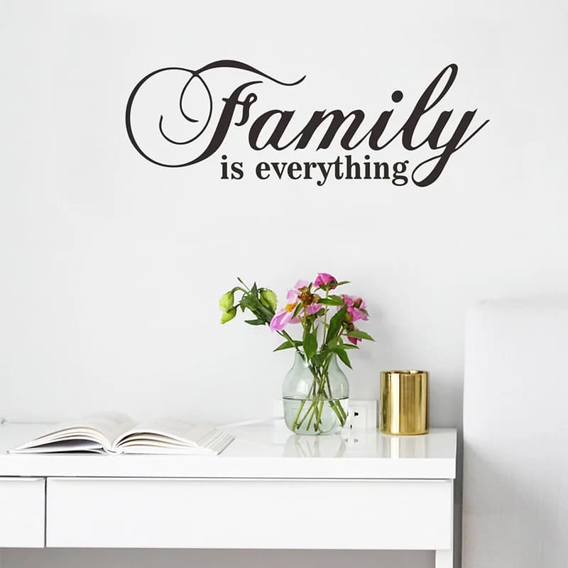La famille est tout Stickers muraux chambre salon fond décor Art anglais Slogan papier peint décorat