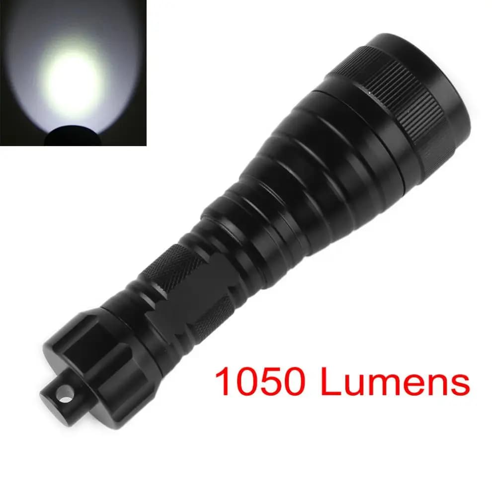 Lampe de poche haute puissance sous-marine étanche, torche de plongée portable, 150m, 1050 Lm