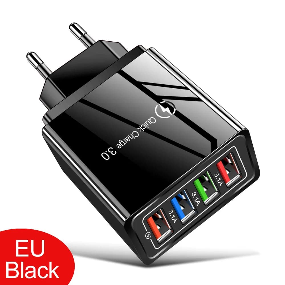 Chargeur USB rapide 3.0 avec prise EU/US, adaptateur mural pour téléphone iPhone 15 Pro Max et table