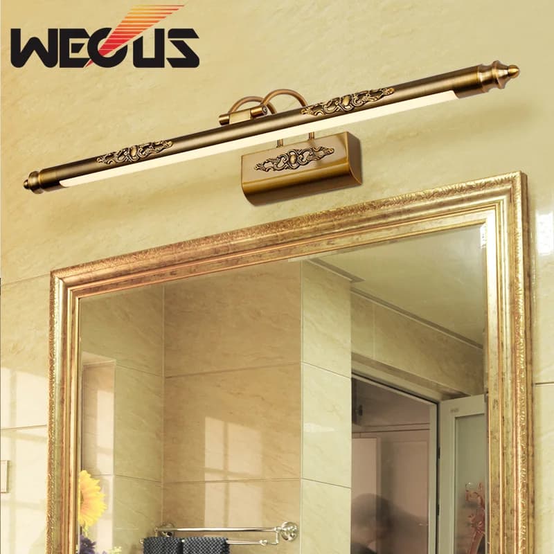 HOWall-Lampe LED Dorée en Bronze Sculpté pour Miroir Cosmétique, Éclairage d'Image pour Chambre à Co