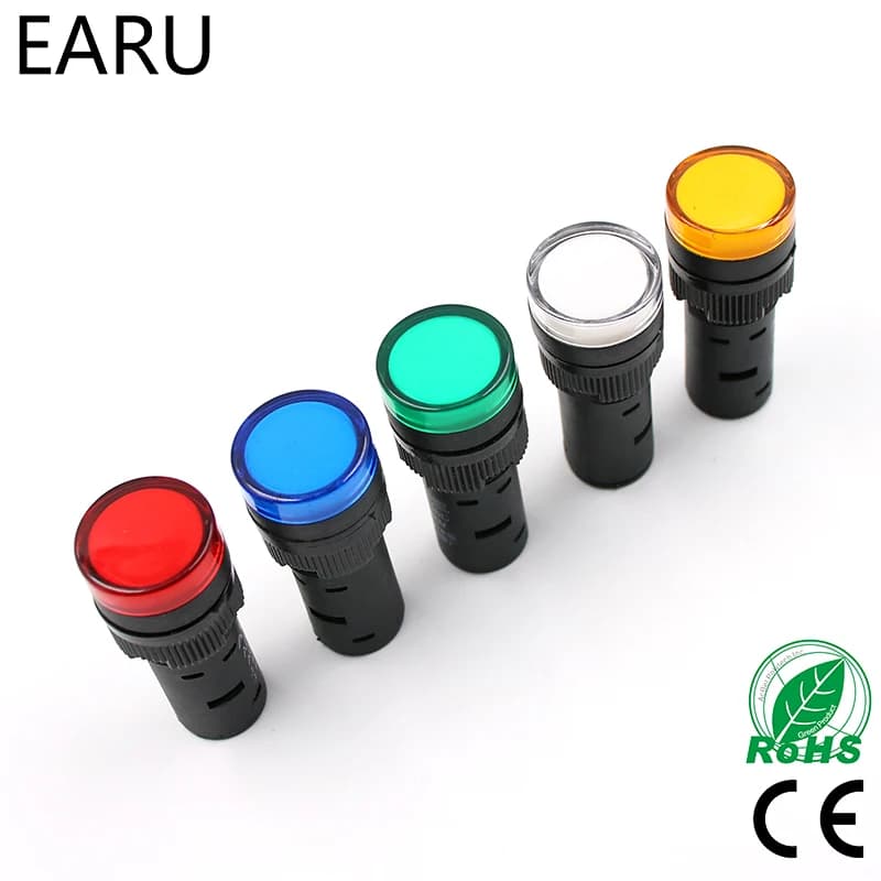 Indicateur Led de puissance à monter sur panneau, 1 pièce, 16mm, bleu, vert, rouge, blanc, jaune, la