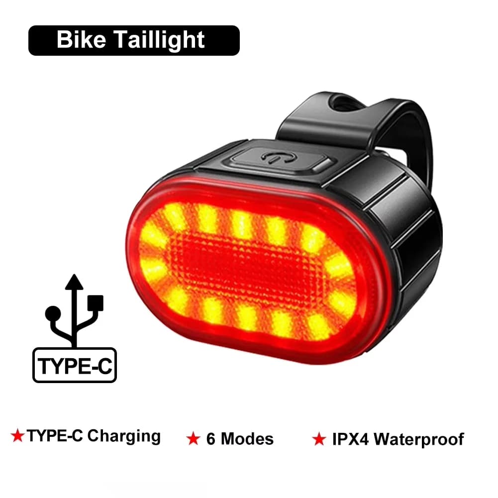 Feu avant et arrière de vélo, batterie intégrée, Rechargeable, voyant d'avertissement de sécurité, l