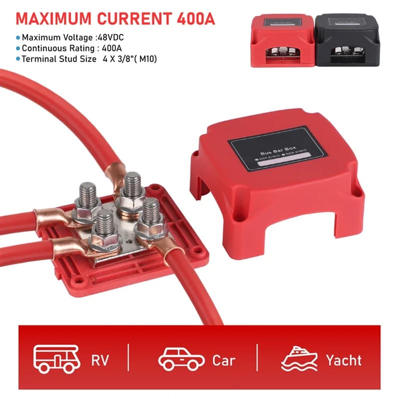 Boîte de barre omnibus au sol 400A 48V robuste pour Auto RV camion marin bateau barre omnibus en cui