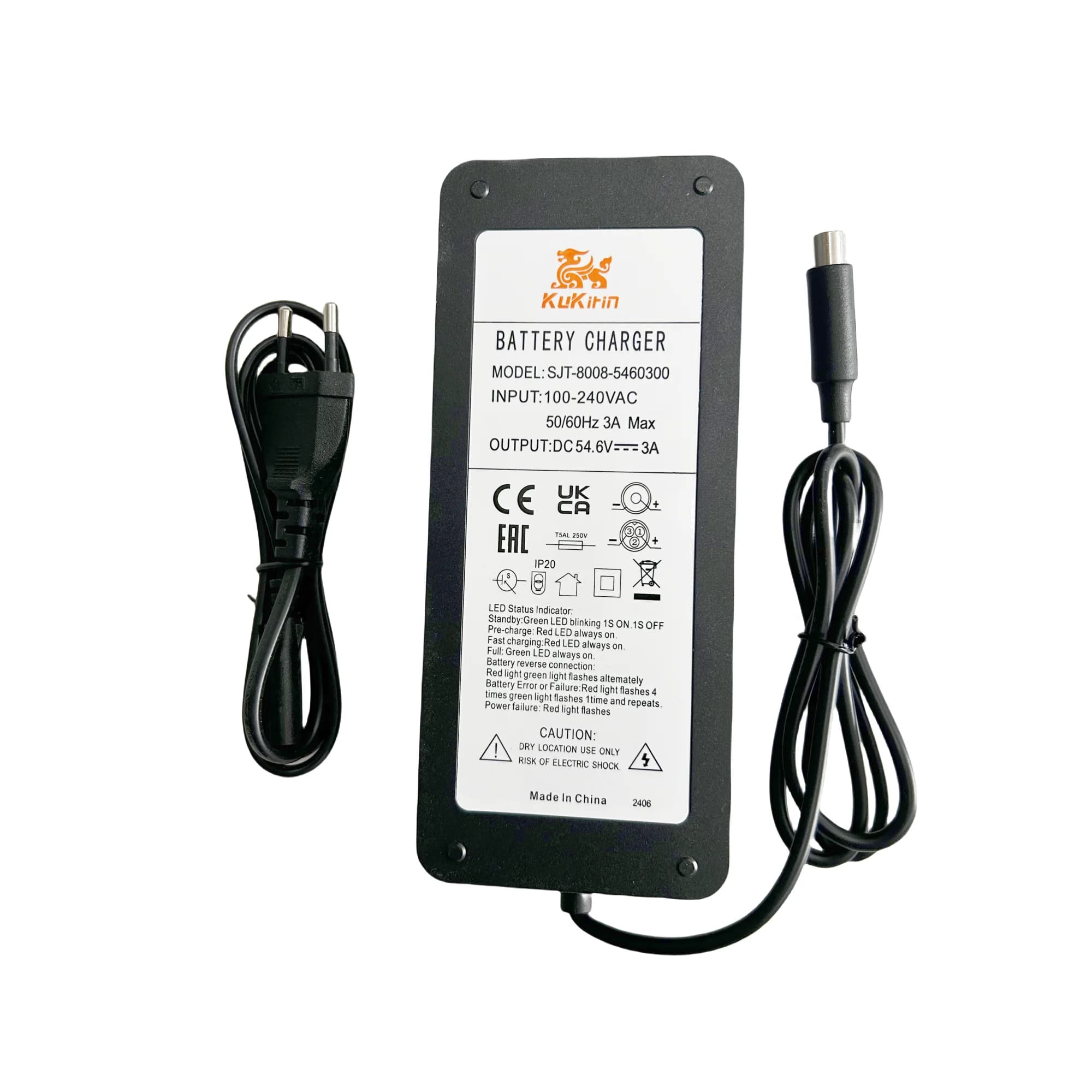 Chargeur lithium 54,6V 3,0A d'origine pour trottinette électrique Kukirin C1 Pro, pièces de rechange