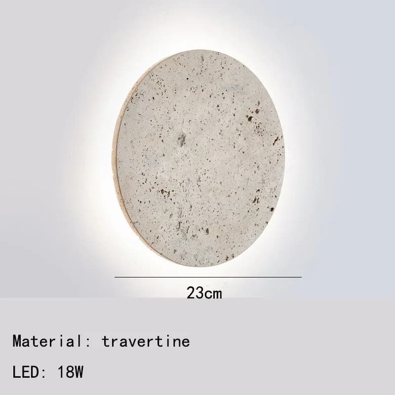 Applique Murale Ronde en Pierre Naturelle de 28/30cm, Luminaire Décoratif d'Nik, Idéal pour une Sall