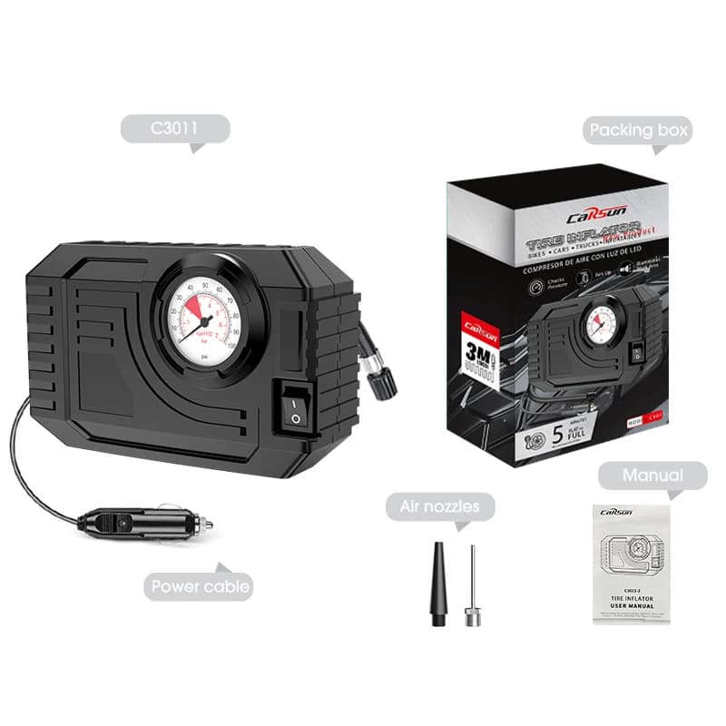 CARSUN Mini pompe à Air gonfleur de pneu voiture électrique Mini 20L/Min compresseur d'air Portable