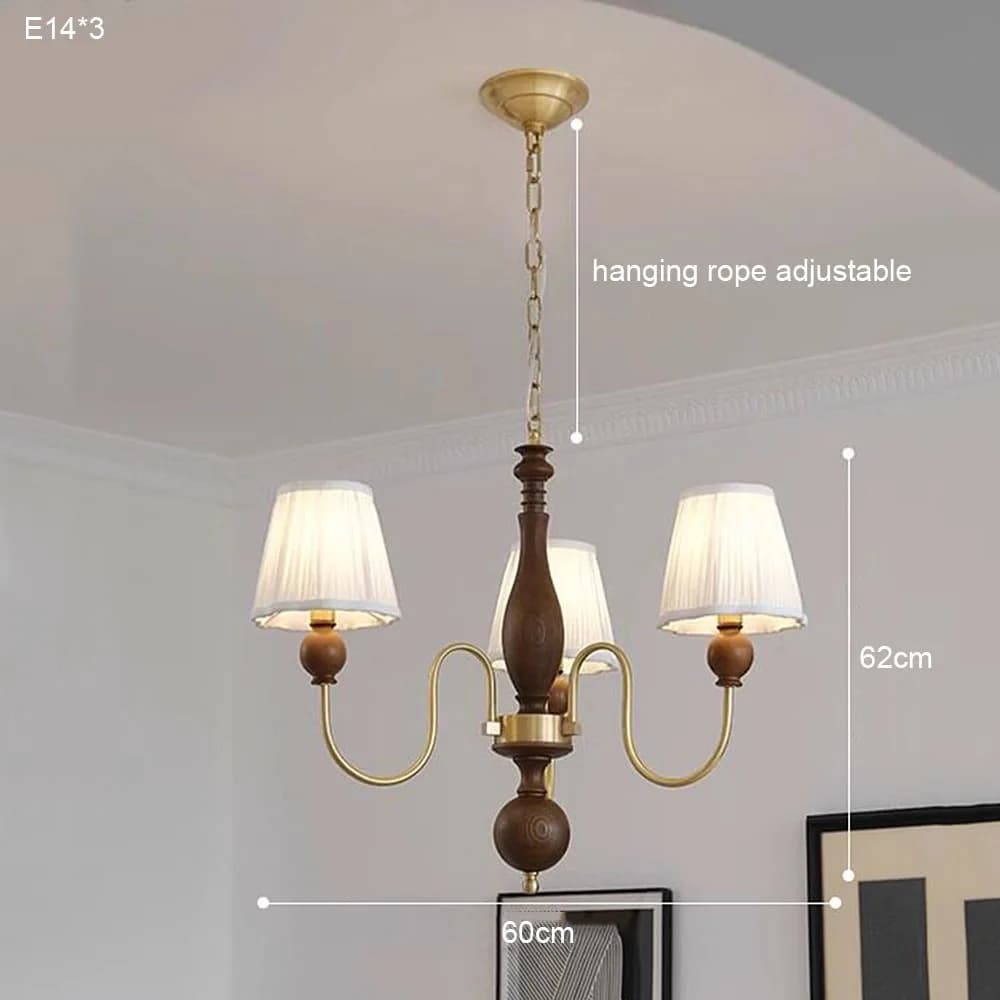 Lustre suspendu en cuivre rétro pour salon, chambre à coucher et salle à manger, style mi-saison, av