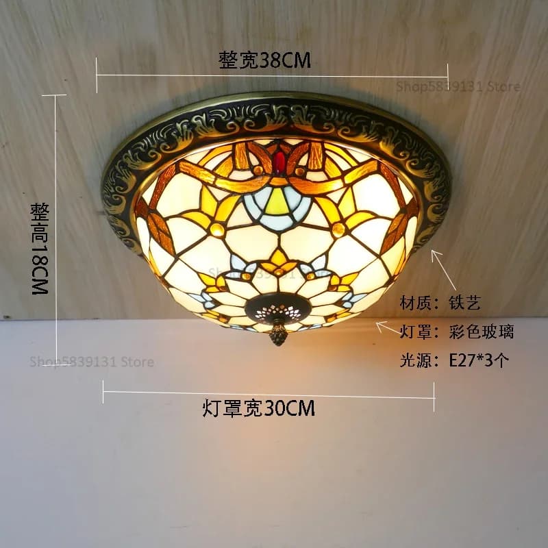 Plafonniers rétro turcs lampes Tiffany Vintage circulaire en verre coloré plafonnier suspendu salon