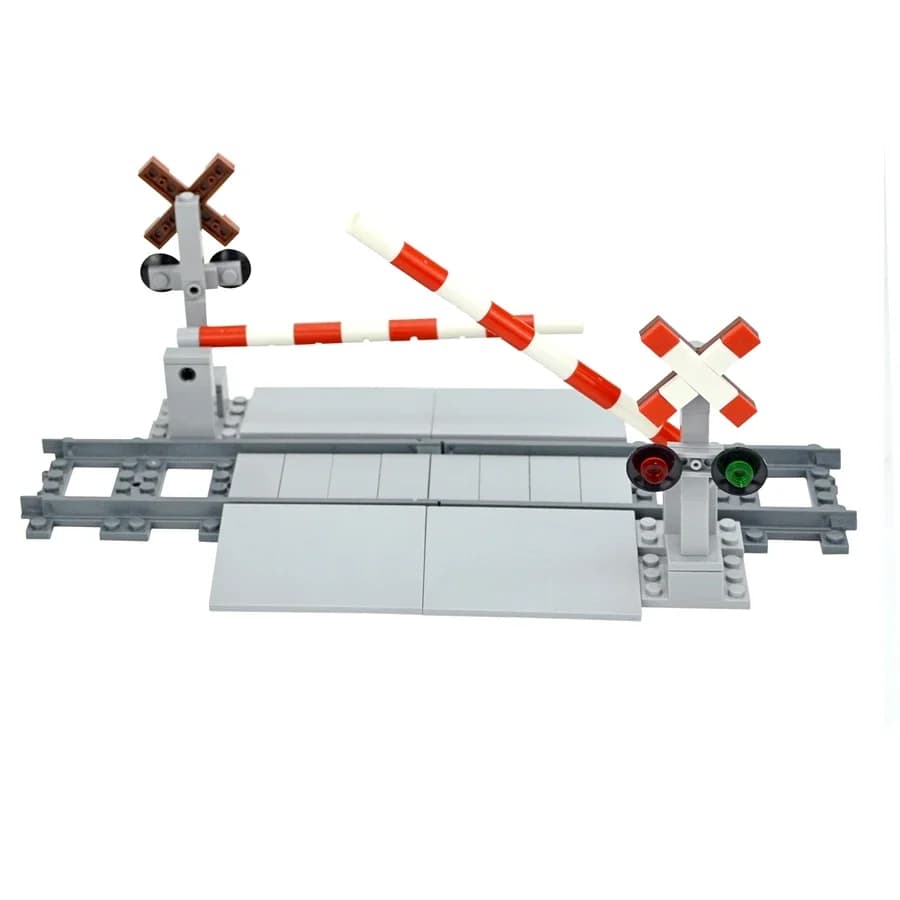 Blocs de construction DIY Gare ferroviaire, Passage à niveau, Amortisseur de voie ferrée, Jouets édu