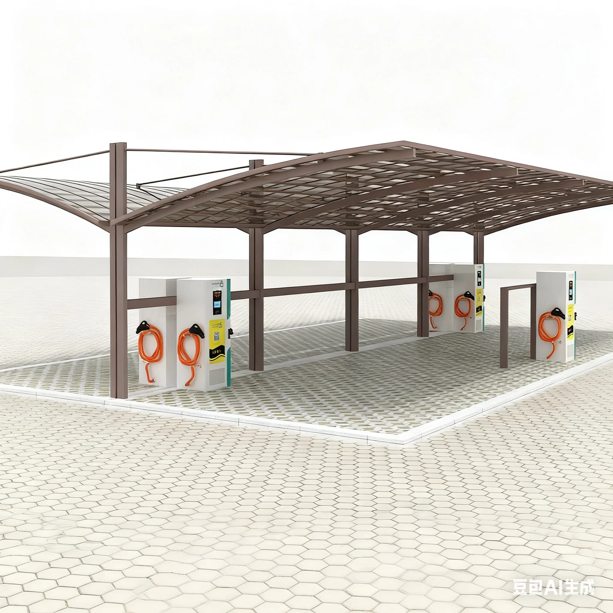 Carport en aluminium en forme de S de style européen - Abri de stationnement extérieur de villa pour