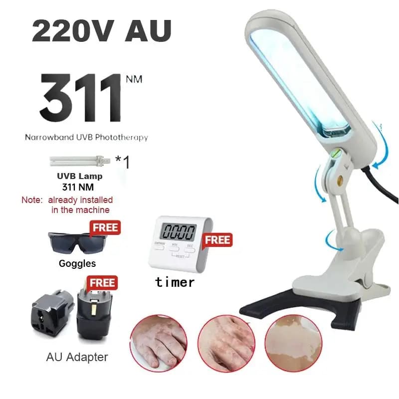 Lampe de photothérapie ultraviolette UV 311nm UVB pour traiter le vitiligo, le psoriasis, les taches