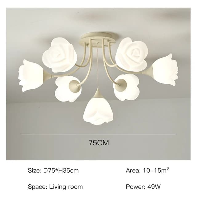 Plafonnier à Fleurs Blanches au Design Moderne, Luminaire Décoratif de Plafond, Idéal pour un Salon,