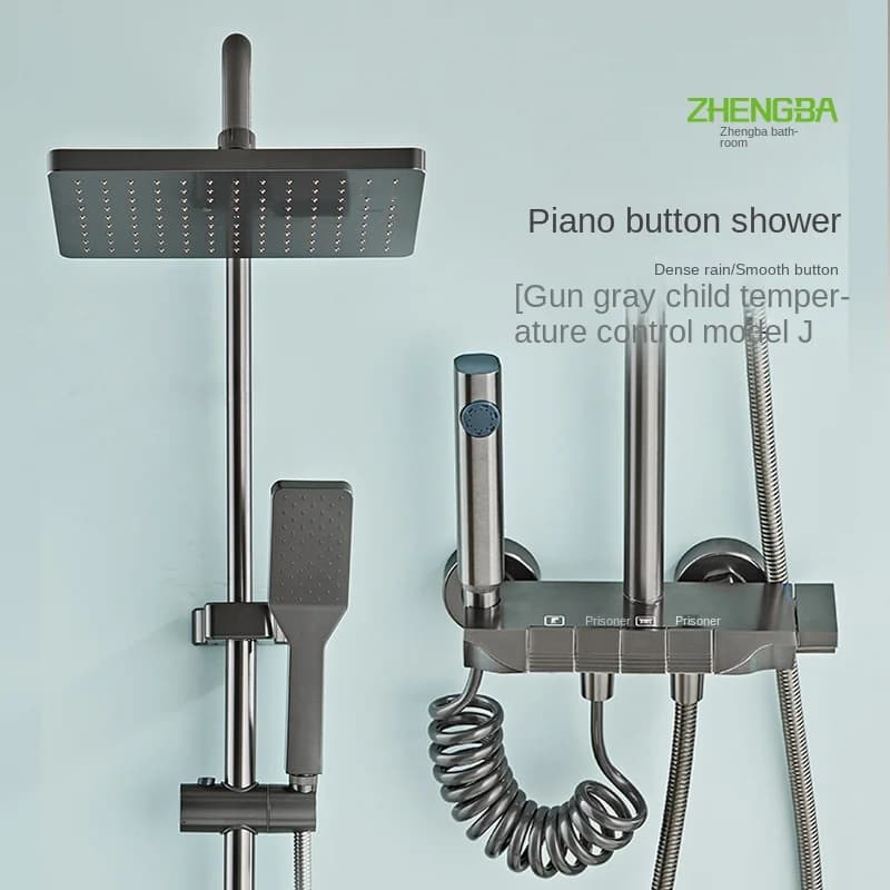 Système de douche HOShower en aluminium HOF/05, ensemble de pommeau de douche avec bouton de piano