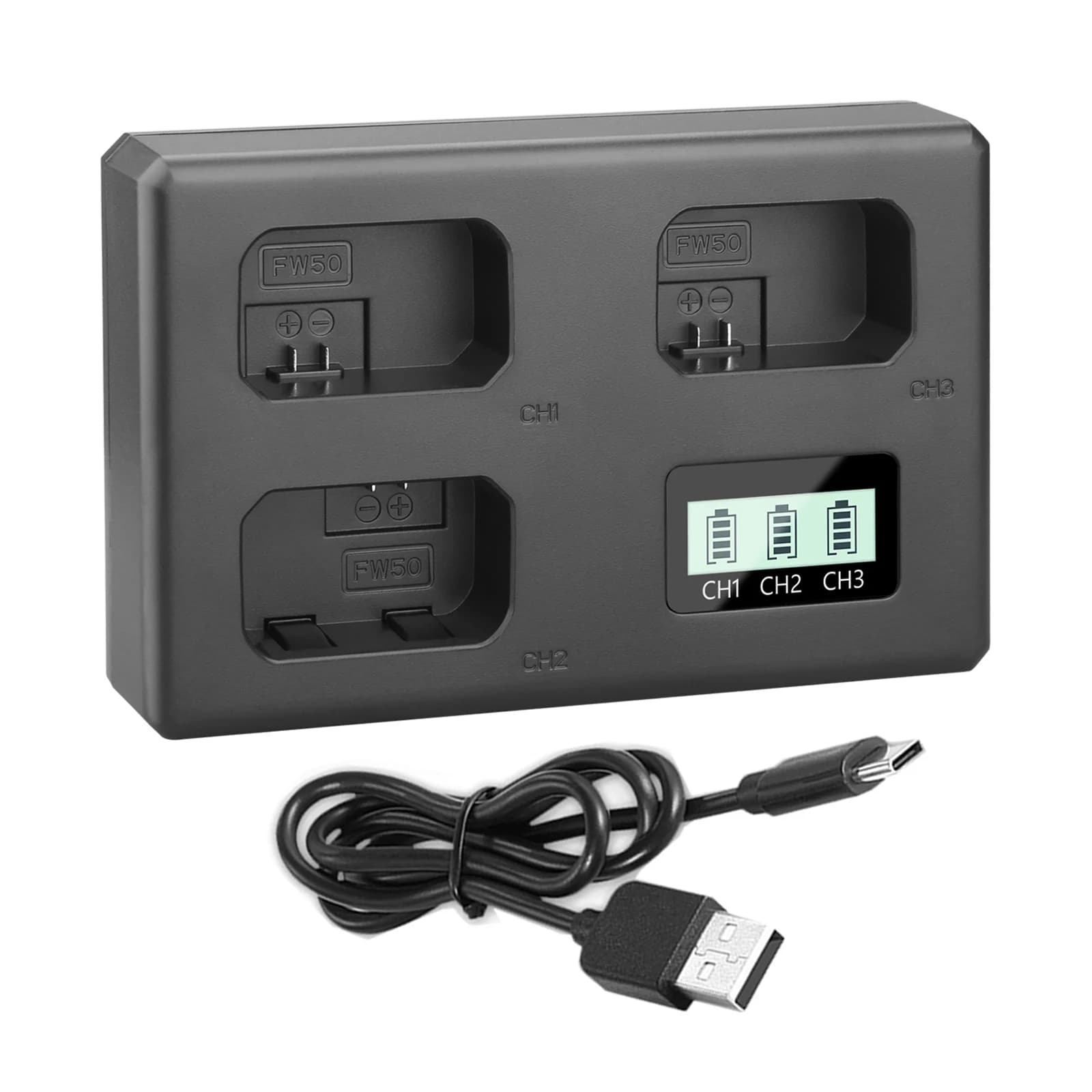 NP-FW50 NPFW50 chargeur de batterie 3 emplacements chargeur pour Sony Alpha ZV-E10 A6400 A6500 A6300