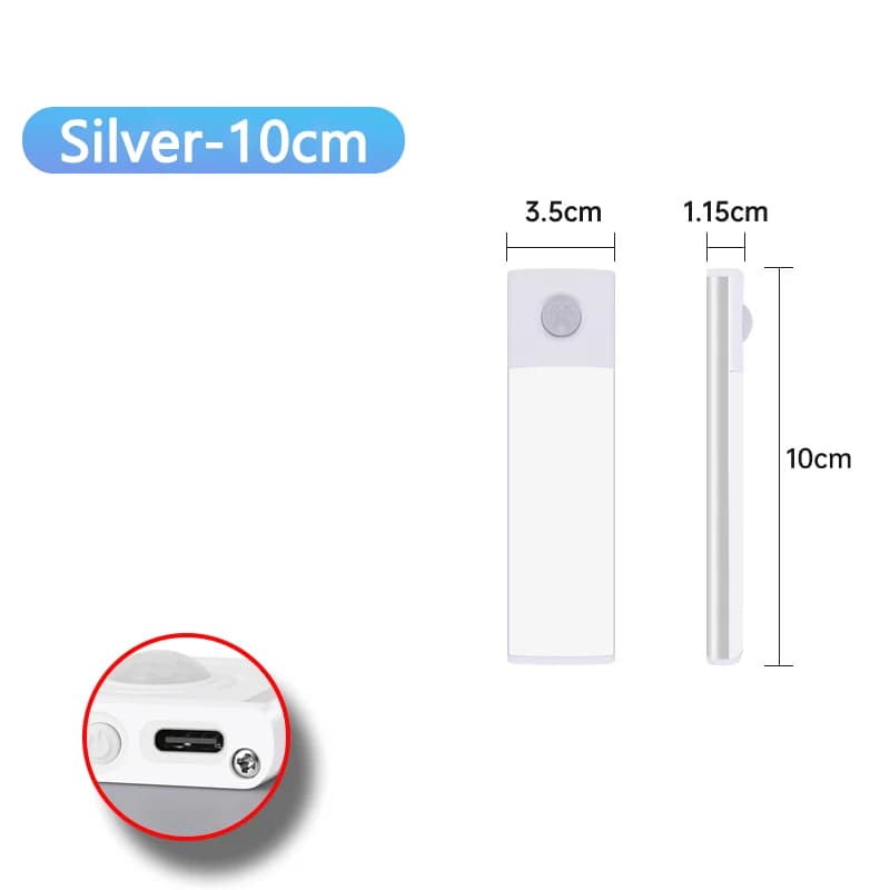 Lampe LED sans fil aste par USB, veilleuse à capteur de mouvement, éclairage sous armoire, cuisine,