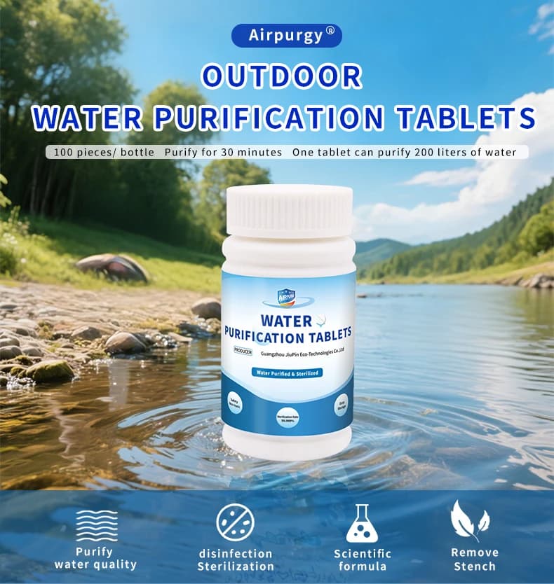 Comprimés de Purification d'eau, 100 comprimés par bouteille, adaptés au débit d'eau extérieur, nett