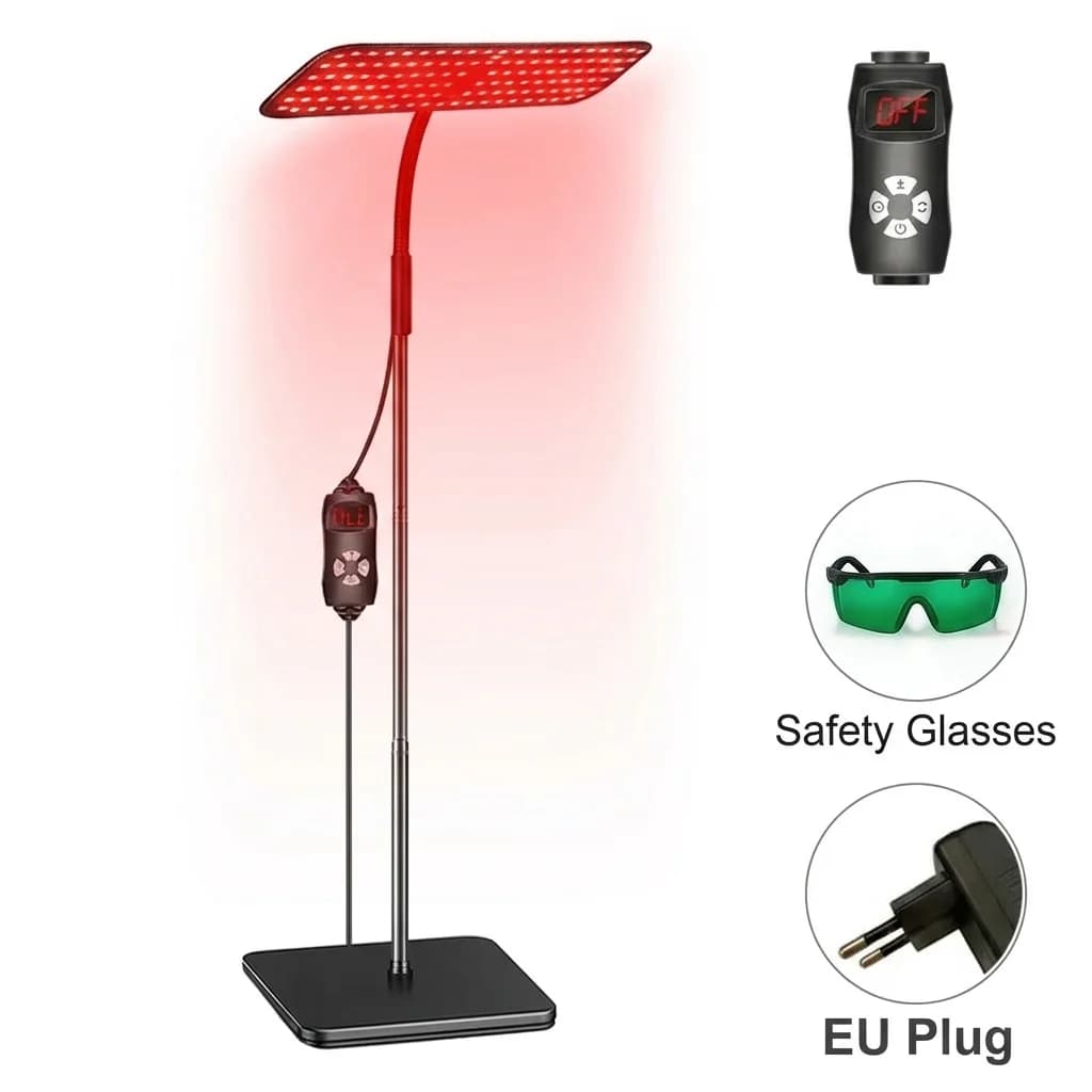 Panneau de luminothérapie rouge 660nm 850nm avec support réglable et minuterie, lampe infrarouge pro