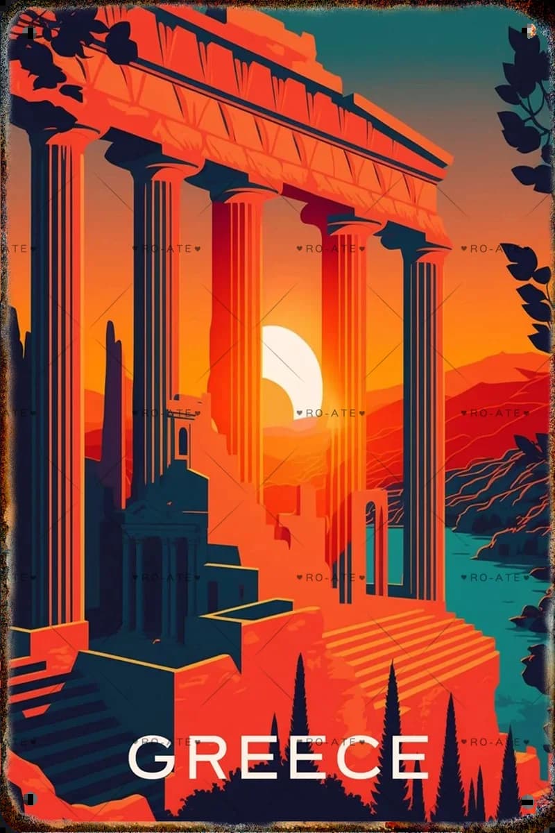 Ensemble de panneaux métalliques vintage avec paysages de villes célèbres du monde, affiches de voya